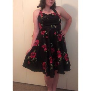 Retro floral halter top dress